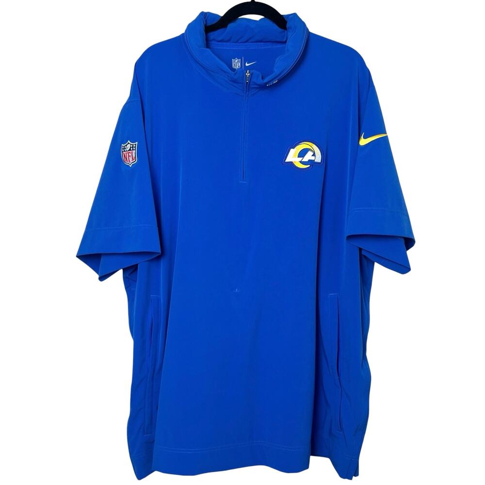 Nike Los Angeles Rams Sideline Coach Short Sleeve Hoodie Quarter-Zip Jacket 3XL